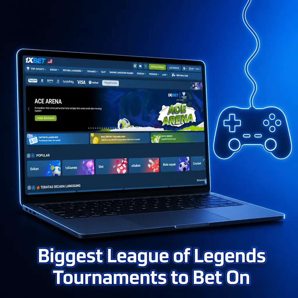 Biggest League of Legends tournaments to bet on at 1xBet, including Worlds, MSI, EWC, LCK, LPL and LEC 2026
