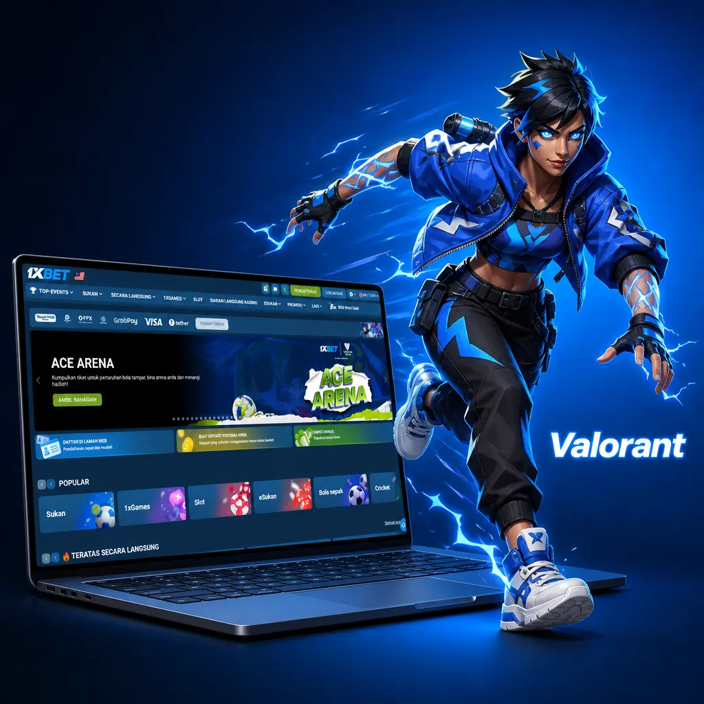 Valorant esports betting: 5v5 tactical shooter matches on maps like Ascent and Bind, with live odds via 1xBet app.