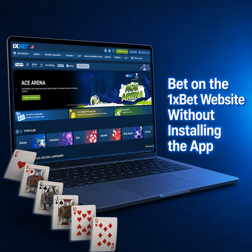 Bet on 1xBet website without app download; access odds, slots, and live casino games directly from your browser.