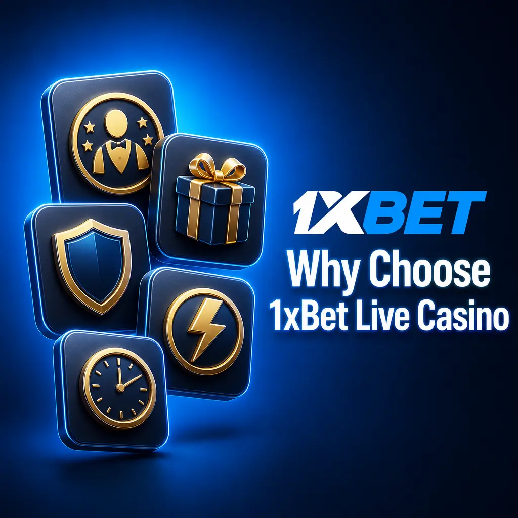1xBet Live Casino table with human dealer, HD streaming, chat feature, and bet limits for Malaysia players.